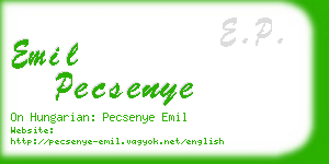 emil pecsenye business card